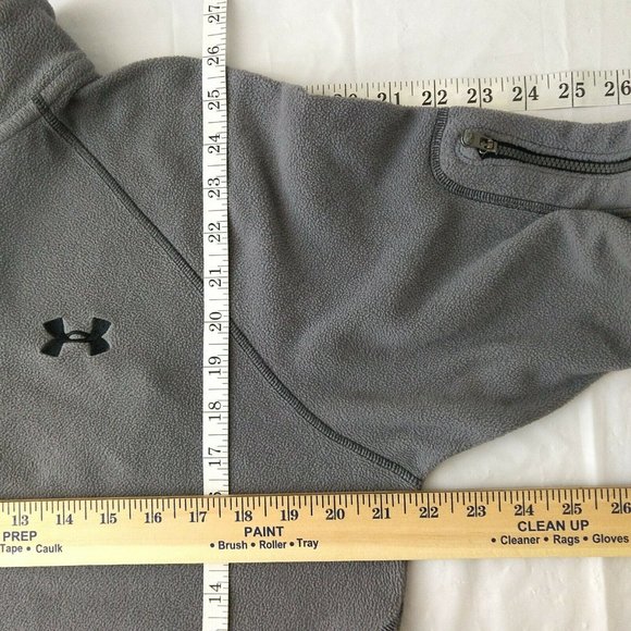 Under Armour Men's 1/4 Zip Fleece Sweatshirt Arm Pocket Gray Size M Loose - Picture 4 of 9